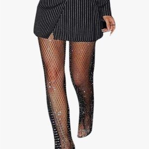 Elegant Black Fishnet pants with Rhinestones size S/M